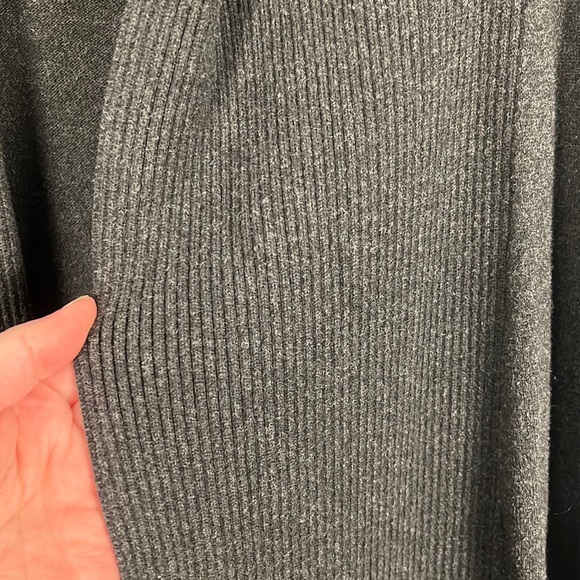 Ann Taylor XL Ribbed Collar Cardigan Duster Charcoal Gray/Black Short Sleeves - Picture 4 of 5